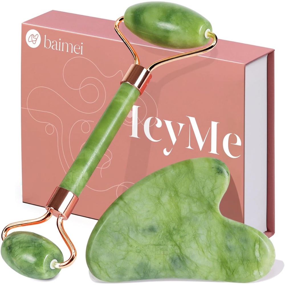 Jade Roller + gua sha stone